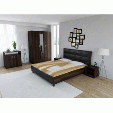 Dormitor Soft Wenge cu pat tapitat Wenge pentru saltea 120x200 cm